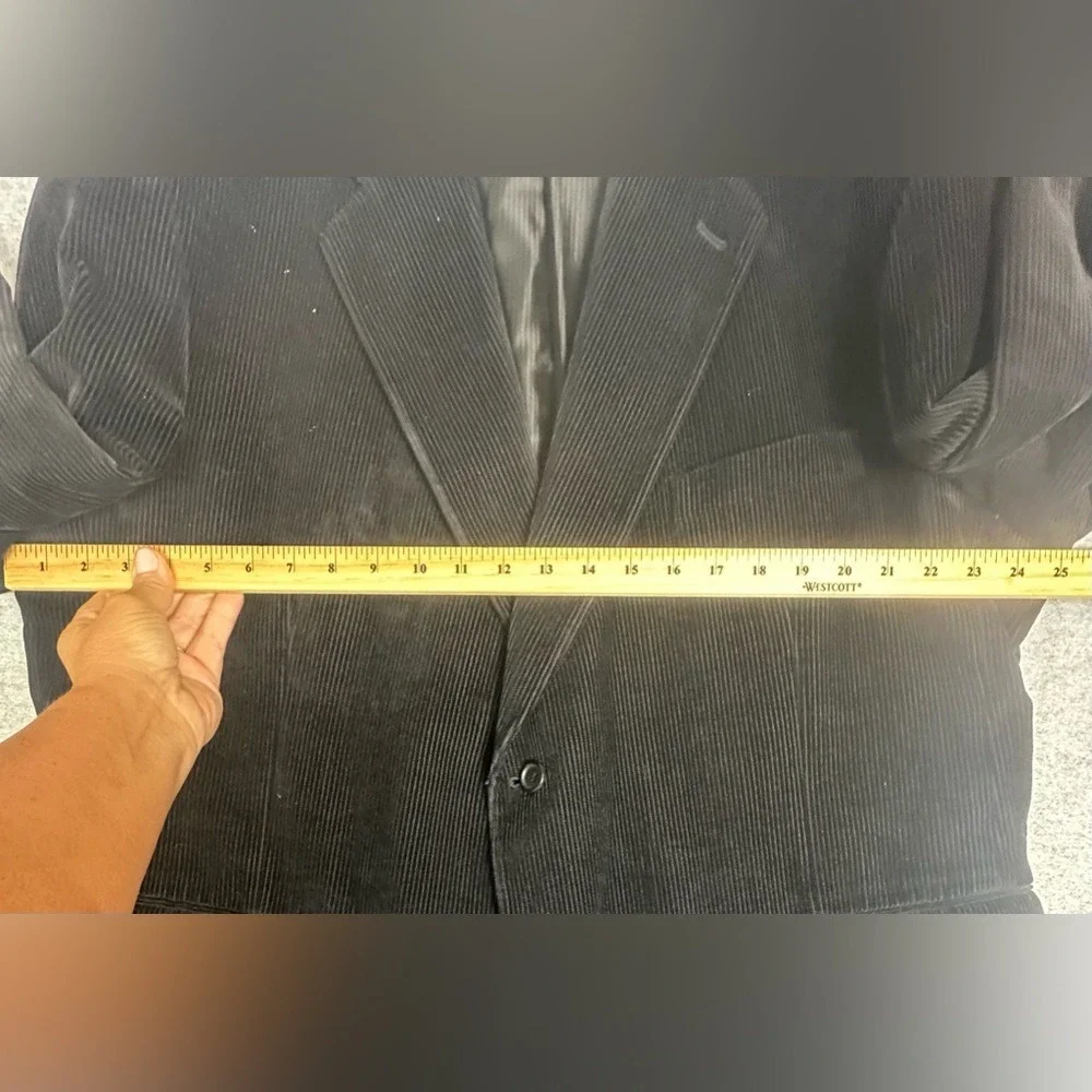 J.G. Hook Blazer Mens 48R Black Corduroy Sport Coat 2 Button Notch Lapel Lined